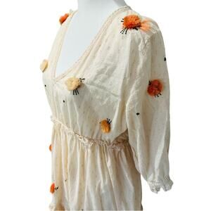 ZL Europe Mini dress, cream with red and orange flowers, size medium